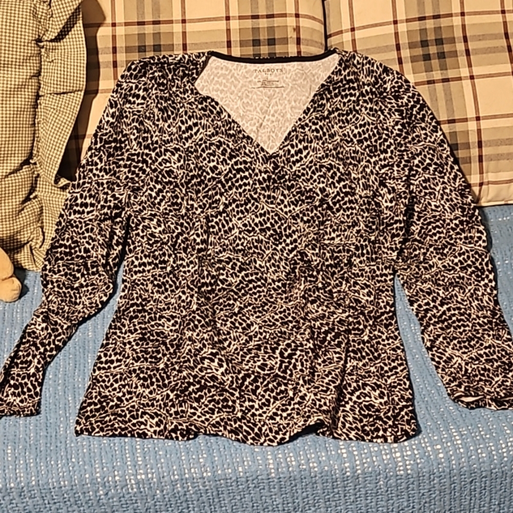 Talbots Faux Wrap Leopard Print Top, Large